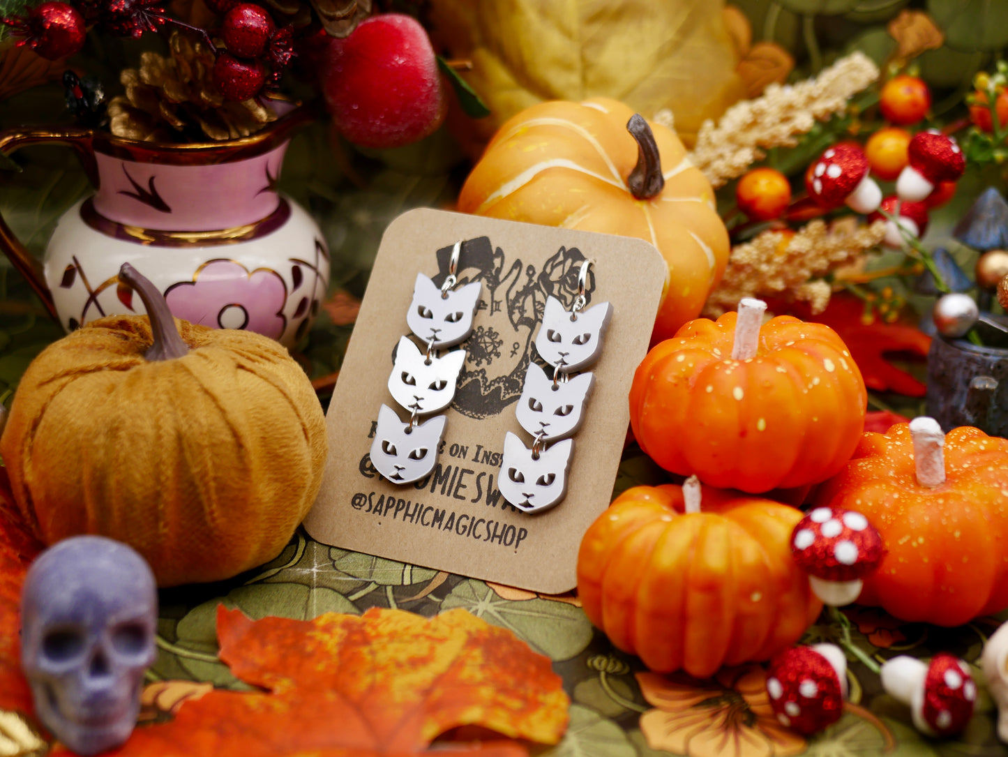 Lucky Silver Cat Earrings