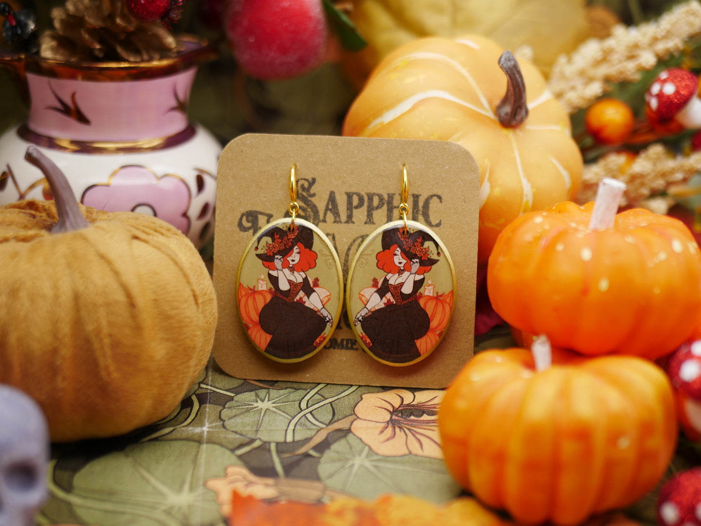Pumpkin Witch Earrings